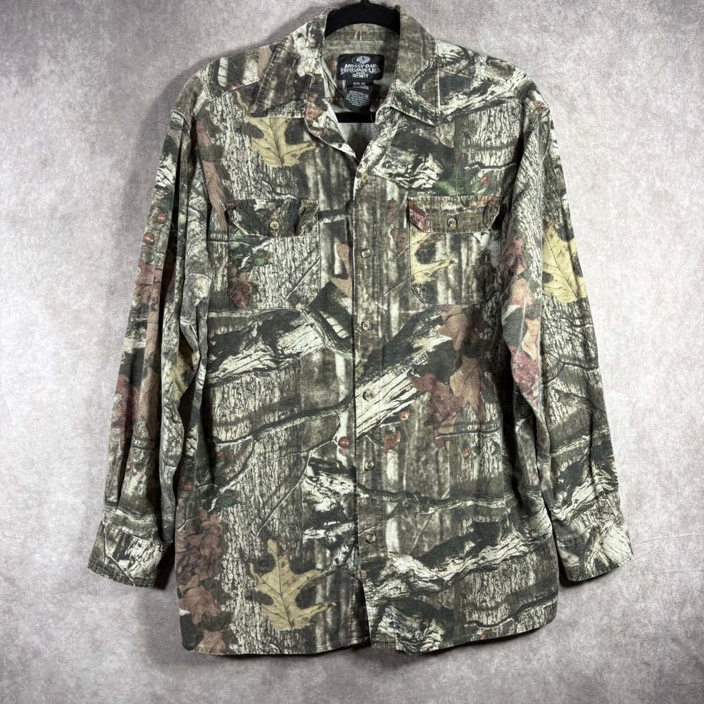 Mossy Oak Button Down Shirt Mens M Green Break-Up Infinity Camo Flannel Hunting